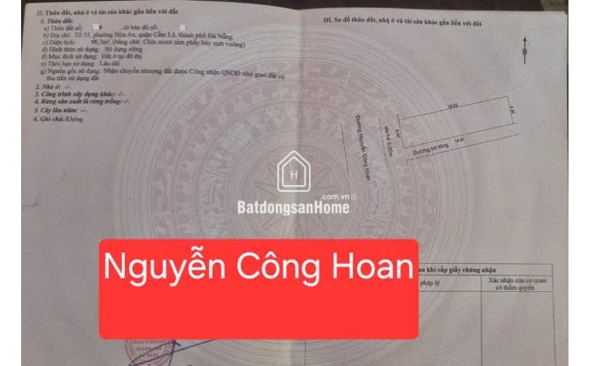 Cần bán 2 lô liền kề đường 7.5m Nguyễn Công Hoan - bên hông bến xe TP. Kẹp kiệt